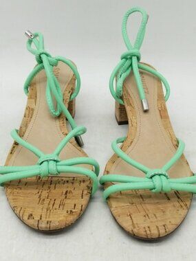NWT Schutz Mint Green Strappy Cork Block Heel Sandals Size 7B